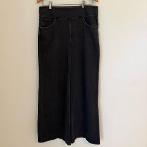 Halara Flex High Waisted Pockets Wide Leg Stretchy Knit Casual Jeans L Black